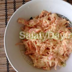 Salad with carrots, chasnik and cheese